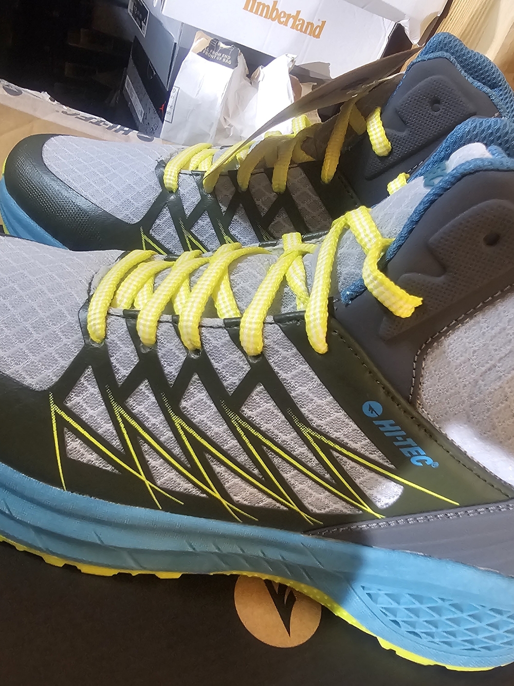 Hi-Tec Men’s Gray & Yellow Trail Hiking/construction /snow Boots
